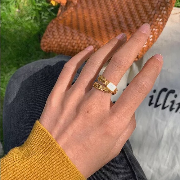 LAST2 Gold Plated Snake Herringbone Soft Chain Wrap Ring - Picture 7 of 13